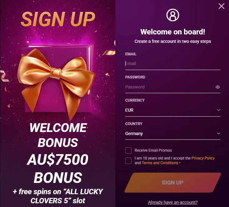 rickycasino signup bonus